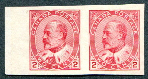 Roi Édouard VII - 2 cents 1903 - Timbre du Canada - Imperforate - Pair