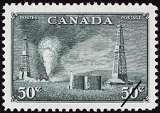 Exploitation pétrolière dans l'ouest du Canada 1950 - Timbre du Canada