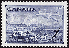 Diligence et Avion 1951 - Timbre du Canada