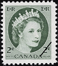 Timbre de 1954 - Reine Elizabeth II  - Timbre du Canada