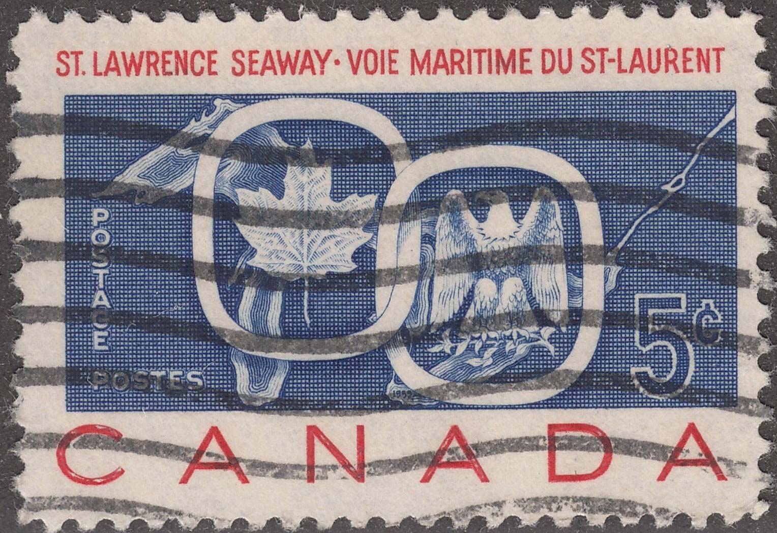 Stampsandcanada St Lawrence Seaway 5 Cents 1959 Stamps Of Canada Price Guide And Value