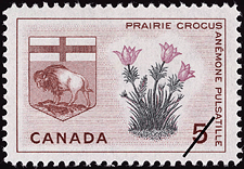 Timbre de 1965 - Anémone pulsatille, Manitoba - Timbre du Canada