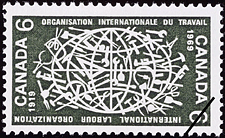 Organisation internationale du travail, 1919-1969 1969 - Timbre du Canada