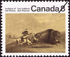 La chasse au bison 1972 - Timbre du Canada