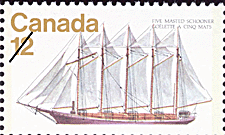 Goélette à cinq mâts 1977 - Timbre du Canada