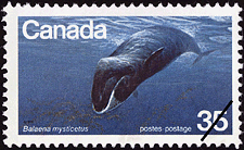 La baleine franche, Balaena mysticetus 1979 - Timbre du Canada