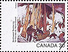 Territoires du Nord-Ouest, Le long du grand lac des Esclaves 1982 - Timbre du Canada
