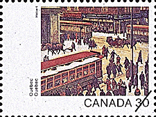 Québec, Scène de rue, Montréal 1982 - Timbre du Canada
