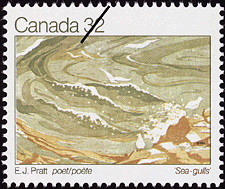 E.J. Pratt, poète, Sea-gulls 1983 - Timbre du Canada