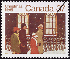 Famille se rendant à l'église 1983 - Timbre du Canada