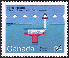 Pelee Passage, FI 4s 22.6m 5M Racon -- (M) 1985 - Timbre du Canada