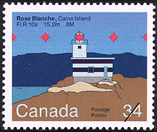 Rose Blanche, Cains Island, FI R 10s 15.2m 8M 1985 - Timbre du Canada