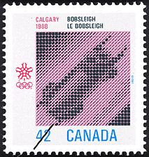 Le bobsleigh, Calgary, 1988 1987 - Timbre du Canada