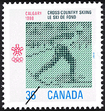 Le ski de fond, Calgary, 1988 1987 - Timbre du Canada