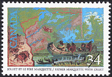 Timbre de 1987 - Jolliet et le père Marquette  - Timbre du Canada