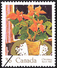 La poinsettie 1987 - Timbre du Canada