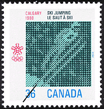 Le saut à ski, Calgary, 1988 1987 - Timbre du Canada