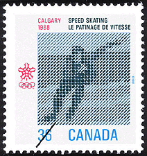 Le patinage de vitesse, Calgary, 1988 1987 - Timbre du Canada