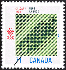 La luge, Calgary, 1988  1988 - Timbre du Canada