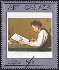 Le petit liseur, Ozias Leduc, 1894 1988 - Timbre du Canada