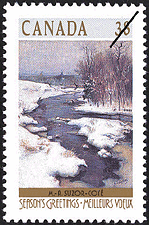 M.-A. Suzor-Côté, Le tournant de la rivière Gosselin, Arthabaska 1989 - Timbre du Canada