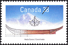 Canot haïda 1989 - Timbre du Canada
