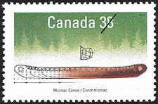 Canot micmac 1989 - Timbre du Canada