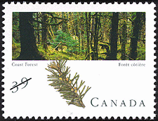 Forêt côtière 1990 - Timbre du Canada