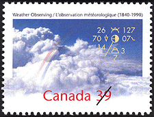 L'observation météorologique, 1840-1990 1990 - Timbre du Canada