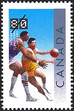 Le basket-ball, 1891-1991 1991 - Timbre du Canada