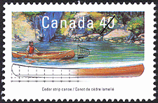 Canot de cèdre lamellé 1991 - Timbre du Canada
