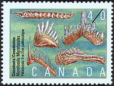 Conodontes, Microfossiles, Ère paléozoïque 1991 - Timbre du Canada