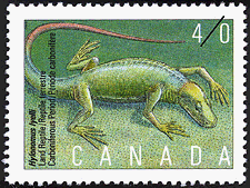 Hylonomus lyelli, Reptile terrestre, Période carbonifère 1991 - Timbre du Canada