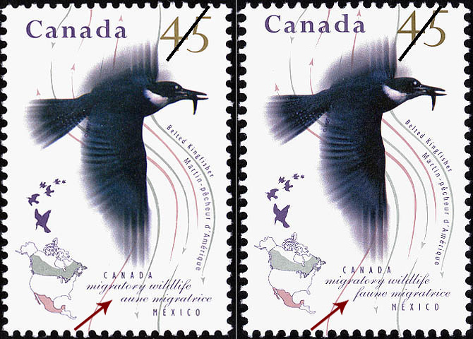 Erreur sur les timbres canadiens - Faune migratoire