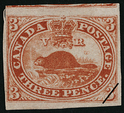 Timbre de 1852 - Castor - Timbre du Canada