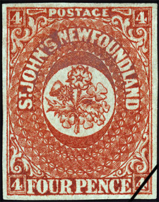 Rose, chardon et trÃ¨fle 1857 - Timbre du Canada