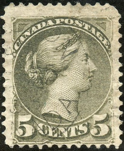 Reine Victoria - 15 cents 1876 - Timbre du Canada - Slate green - 30b