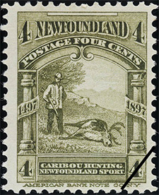 Chasse au caribou 1897 - Timbre du Canada