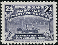 Timbre de 1897 - Pêche au saumon - Timbre du Canada