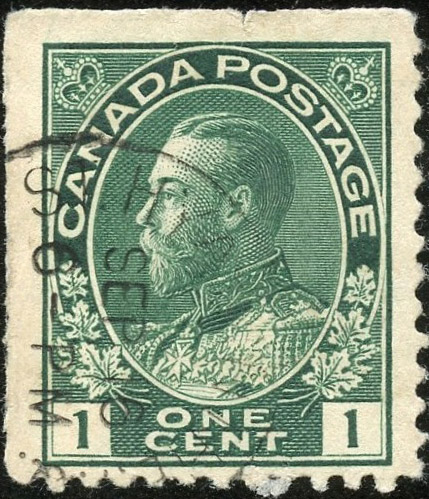 Roi Georges V - 1 cent 1911 - Timbre du Canada - Blue green