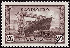 Timbre de 1942 - Corvette  - Timbre du Canada