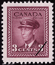 Roi Georges VI  1943 - Timbre du Canada