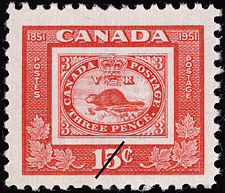 Timbre de 1951 - Castor de trois pence - Timbre du Canada