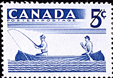 Timbre de 1957 - Pêche - Timbre du Canada