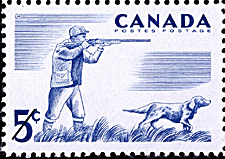 Timbre de 1957 - Chasse - Timbre du Canada
