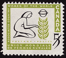 Timbre de 1959 - Union mondiale de femmes rurales - Timbre du Canada