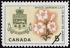 Timbre de 1964 - Lis blanc de jardin, Québec - Timbre du Canada