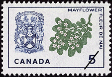 Timbre de 1965 - Fleur de mai, Nouvelle-Écosse - Timbre du Canada