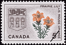 Lis rouge orangé, Saskatchewan 1966 - Timbre du Canada
