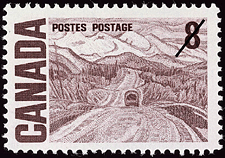 Timbre de 1967 - La route de l'Alaska entre le lac Watson et Nelson - Timbre du Canada